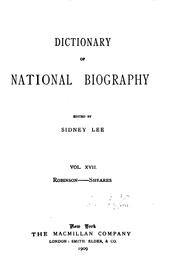Cover of: The Dictionary of National Biography by Sir Sidney Lee