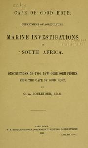 Cover of: Descriptions of two new gobiiform fishes from the Cape of Good Hope.