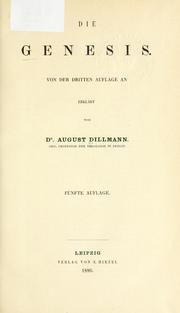 Cover of: Die Genesis by August Dillmann