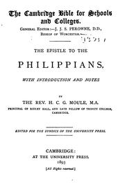Cover of: The Epistle to the Philippians by Handley C. G. Moule
