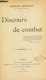 Cover of: Discours de combat.