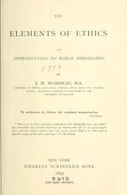 Cover of: elements of ethics: an introduction to moral philosophy