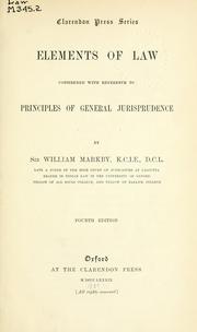 Cover of: Elements of law: considered with reference to Principles of general jurispurdence.