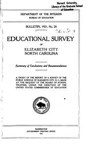 Cover of: Educational Survey of Elizabeth City, North Carolina: Summary of Conclusions ...