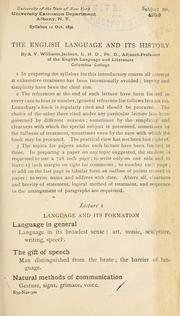Cover of: The English language and its history