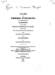 Cover of: Livre des prières publiques: de l'administration des sacrements