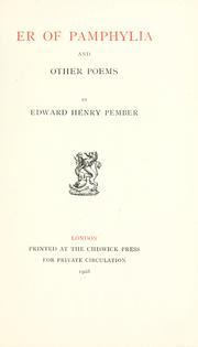 Cover of: Er of Pamphylia, and other poems.