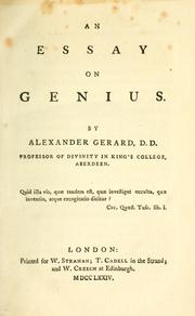 An essay on genius by Alexander Gerard