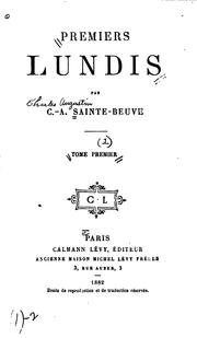 Cover of: Premiers lundis by Charles Augustin Sainte-Beuve