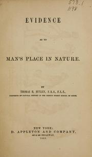 Cover of: Evidence as to man's place in nature.