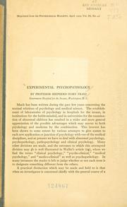 Cover of: Experimental psychopathology