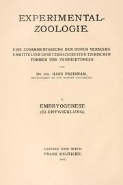 Cover of: Experimental-Zoologie by Hans Przibram