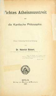 Cover of: Fichtes Atheismusstreit und die Kantische Philosophie: eine Säkularbetrachtung.