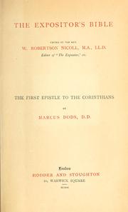Cover of: The first Epistle to the Corinthians. by Dods, Marcus
