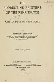 Cover of: The Florentine painters of the renaissance, with an index to their works. by Bernard Berenson