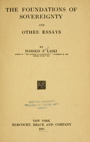 Cover of: The foundations of sovereignty, and other essays by Harold Joseph Laski