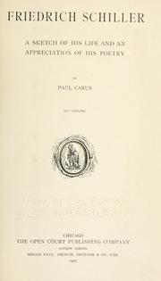 Cover of: Friedrich Schiller by Paul Carus
