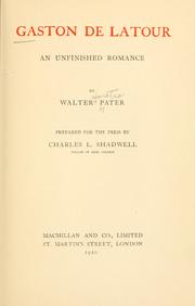 Cover of: Gaston de Latour by Walter Pater
