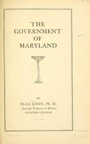 Cover of: The government of Maryland.