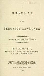 Cover of: A grammar of the Bengalee language