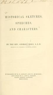 Cover of: Historical sketches, speeches, & characters.