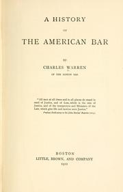 Cover of: A history of the American bar by Warren, Charles