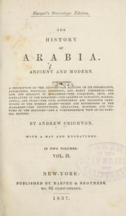 Cover of: The history of Arabia, ancient and modern ... by Andrew Crichton