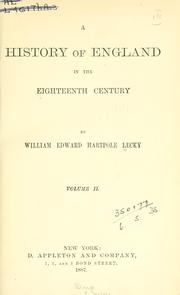 Cover of: A history of England in the eighteenth century.