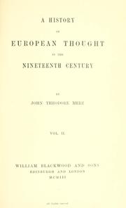 Cover of: history of European thought in the nineteenth century