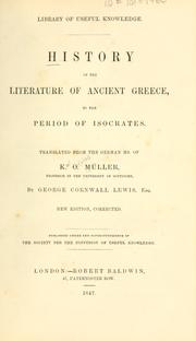 Cover of: History of the literature of ancient Greece by Karl Otfried Müller