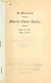 Cover of: In memoriam - Morris Elmer Dailey: April 14, 1867-July 5, 1919.