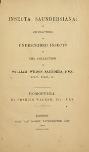 Cover of: Insecta Saundersiana: or, Charcters of undescribed insects in the collection of William Wilson Saunders. Homoptera