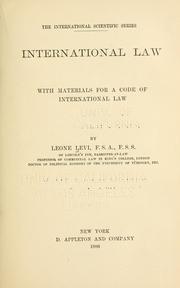Cover of: International law by Leone Levi