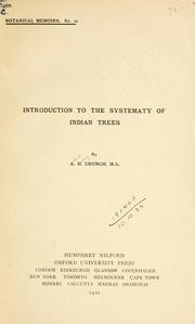 Cover of: Introduction to the systematy of Indian trees.
