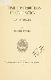Cover of: Jewish contributions to civilization: an estimate.