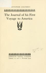 Cover of: journal of his first voyage to America.