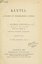 Cover of: Klytia: a story of Heidelberg Castle