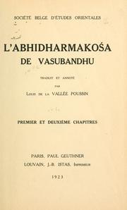 Cover of: L' abhidharmakosa.: Traduit et annoté par Louis de la Vallée Poussin.