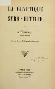 Cover of: glyptique syro-hittite