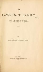 Cover of: Lawrence family of Groton, Mass.