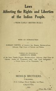 Cover of: Laws affecting the rights and liberties of the Indian people: (from early British rule)