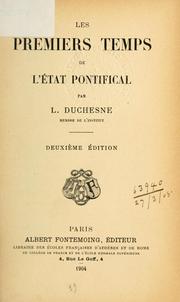 Cover of: premiers temps de l'état pontifical.