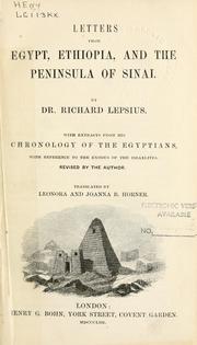 Cover of: Letters from Egypt, Ethiopia, and the Peninsula of Sinai: with extracts from his "Chronology of the Egyptians", with reference to the exodus of the Israelites
