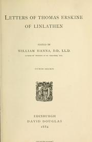 Cover of: Letters of Thomas Erskine of Linlathen