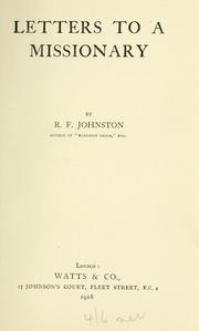 Cover of: Letters to a missionary