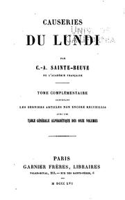 Cover of: Causeries du Lundi by Charles Augustin Sainte-Beuve