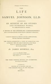Cover of: Boswell's Life of Johnson: including Boswell's Journal of a tour of the Hebrides, and Johnson's diary of A journey into North Wales