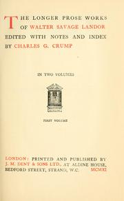Cover of: longer prose works of Walter Savage Landor