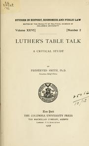 Cover of: Luther's Table talk: a critical study.
