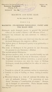 Cover of: Macbeth and King Lear | Curtis, Jessie K. Mrs.
